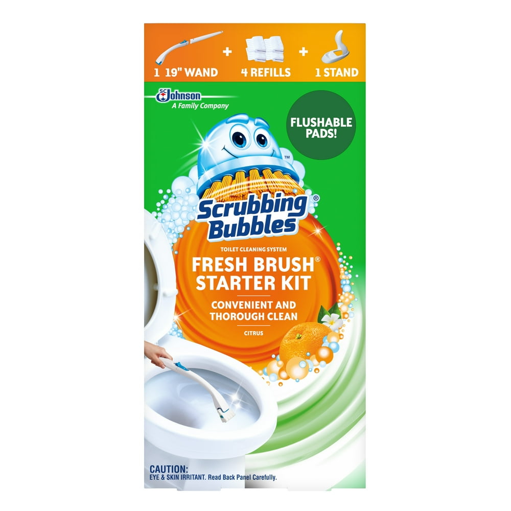 Scrubbing Bubbles Fresh Brush Toilet Cleaning System Starter Kit with 4