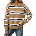 thumbnail image 2 of Zeijnsda Womens Winter Sweaters Thicken Warm Striped Sweaters Crew Neck Knit Pullover Sweaters for Women, 2 of 7
