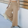 thumbnail image 4 of Timegard Wide Leg Pants for Women Elastic Waist Solid Color Casual Loose Comfy Trousers with Pockets, 4 of 7