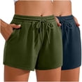 thumbnail image 1 of Plebaso 2 Pack Womens Sweat Shorts Casual Drawstring Running High Waisted Athletic Shorts with Pockets, 1 of 6