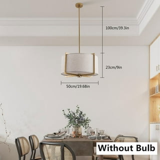 Possini Euro Design Saffira Warm Gold Pendant Chandelier 20 Wide Modern  Off White Linen Drum Shade 4-Light Fixture for Dining Room Foyer Kitchen  Home 