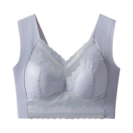 Ukumplol Womens Bras Underwear Women s Wide Straps without Ring Gathered to Collect Side Breasts Large Size Tank Top Non Marking Bra Sports Bra Push Up Bras for Women Wireless Bra Blue 3XL