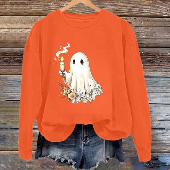 Plus Size Halloween Hoodie for Women Oversized Pullover with Funny Print, Fall Fashion Sweatshirt for Party