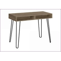 Desks for Home Office, 40”L Modern Computer Desk with Storage Cubbies, Brown Taupe Laminate, Black Metal Hairpin Legs | Left/Right Set-up | Particle Board