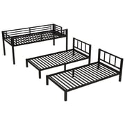 Bellemave Triple Bunk Bed Twin XL over Twin and Twin Metal Bunk Bed Convertible 3 Bunk Bed for Teens, Black