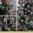 thumbnail image 3 of Árbol De Navidad Nevado Premium * Con Berries Y Piñas * Arizona Cypress De 2.2m De Alto Artego Thin Flocked Nevado Pino Artificial Frondoso + Maleta Transportadora Christmas Tree Decoración Navideña, 3 of 7