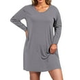 thumbnail image 2 of Pajamas Nightdress for Women Plus Size Pullover Nightgown Fashion Long Sleeve Sleepwear Dress, 2 of 7