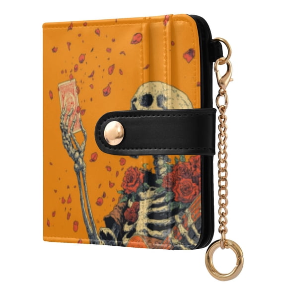 Qxltty Elegant Skeleton Ladies Wallet Rfid Slim Thin Compact Credit Card Women Wallet Zipper Coin Pocket and ID Window for Female Gifts