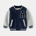 thumbnail image 2 of CAICJ98 Kids Boys Baseball Jacket Toddler Varsity Fleece Letterman Coat Vintage Bomber Casual Button Outerwear with Pockets Varsity Jacket Boys (Navy,4-5 Years), 2 of 7