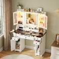 thumbnail image 3 of Vanity Set with Lighted Mirror, Makeup Vanity Dressing Table with Drawers, Cabinet and Cushioned Stool, Girls Vanity Desk for Bathroom, Bedroom, White by TZUTOGETHER, 3 of 8