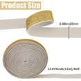 thumbnail image 2 of 12 Yards Gold Glitter Elastic Bands 0.98in/2.5cm Wide Metallic Stretch Sewing Band Woven Knit Ribbon Spool Headband for Crafting Waistband Pants Waist Webbing Garment Clothes Accessory, 2 of 9