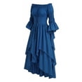 thumbnail image 4 of Guieoi Dresses for Women 2026 Fall Gothic Ballgown with Puff Sleeves and Waist Cinching Plus Size Blue XXXL, 4 of 7