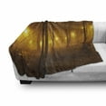 thumbnail image 3 of Fall Soft Flannel Fleece Throw Blanket, Foggy Evening in the Park Autumn Season Nature Outdoors Misty Peaceful View, Cozy Plush for Indoor and Outdoor Use, 60" x 80", Marigold Caramel, by Ambesonne, 3 of 6