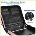 thumbnail image 4 of Zipper Binder with Shoulder Strap 2 inch 3 Ring Waterproof File Folder Organizer Bag 500 Sheet Pink Flashing Pattern, 4 of 8