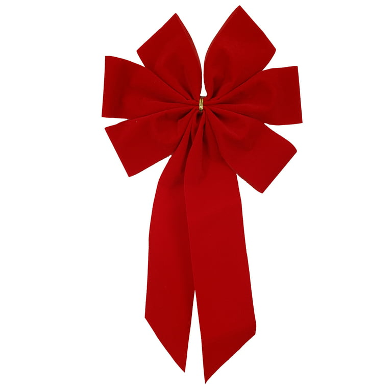 Red Christmas Bow - Plain Edge - 4 Loop - 3 Pack