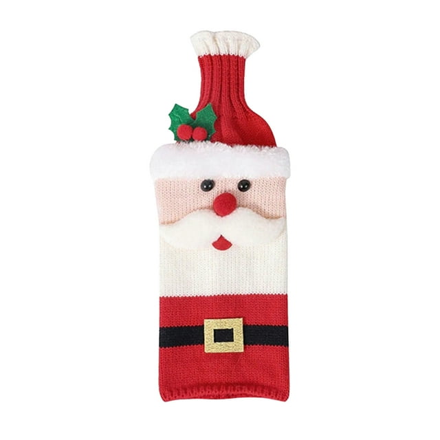 WLOELOEW Christmas Decorations Wine Bottle Cover Knitted Snowman Design For Restaurant Party Atmosphere Cloth Style A A