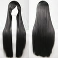 thumbnail image 3 of INTSUPERMAI 31.5" Long Straight Black Hair Wigs Synthetic Full Wigs Side Bangs for Anime Cosplay Party, 3 of 7