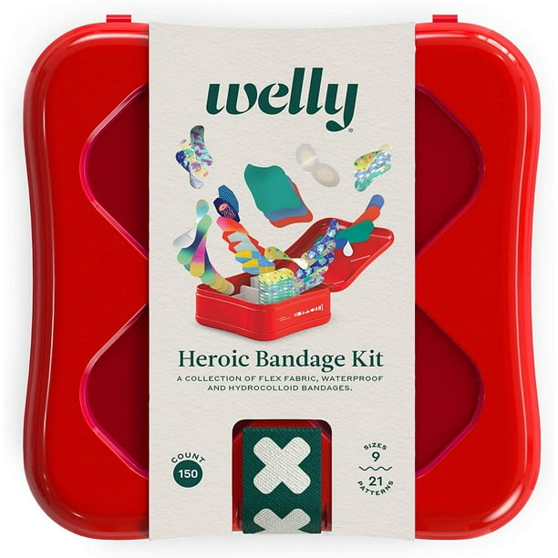 Welly Bandages First Aid Box 150 Count Heroic Kit Bravery Badges