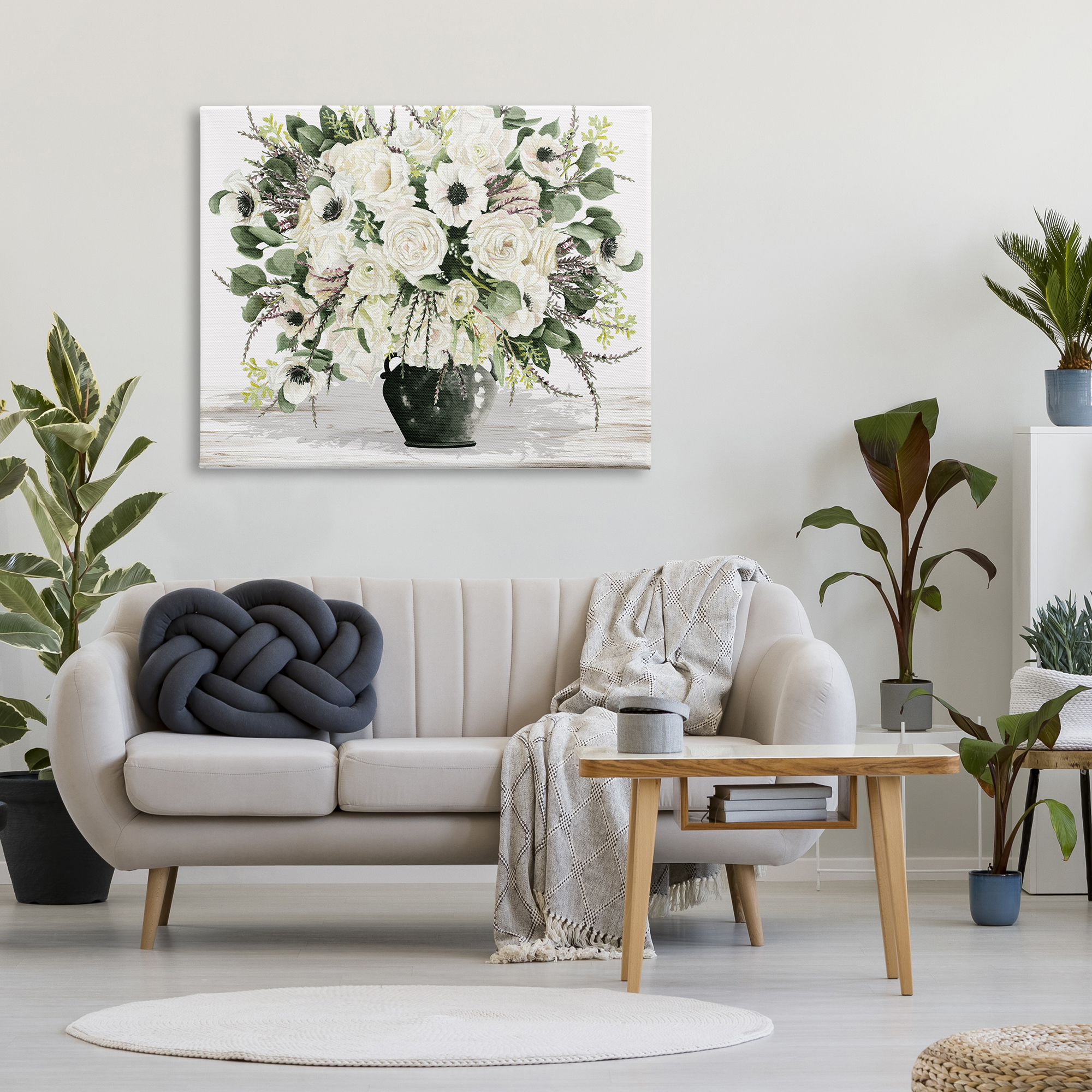 Stupell Industries White Blooming Blossoms Botanical & Floral Painting Gallery Wrapped Canvas Art Print Wall Art, 48 x 36