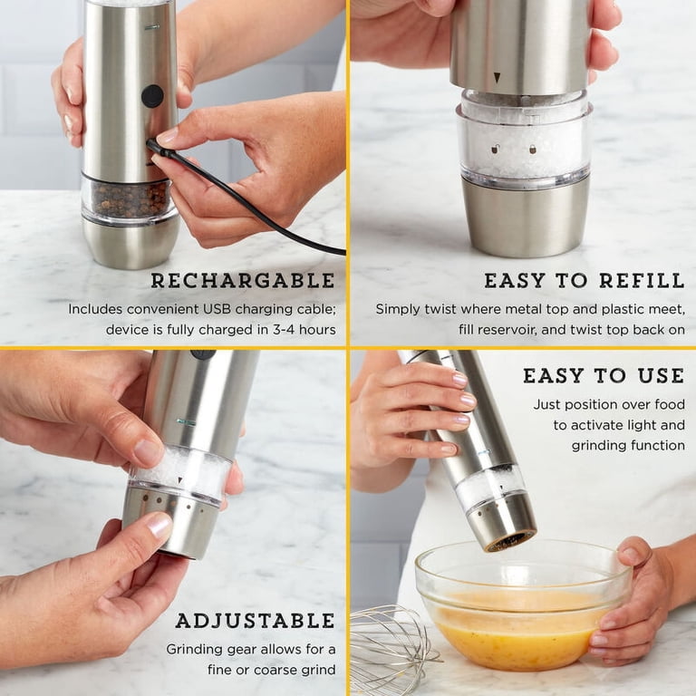 Kamenstein USB Rechargeable Dual Stainless Steel Grinder with