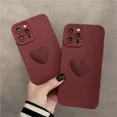 thumbnail image 5 of Funda de teléfono suave con forma de corazón de amor en color rojo vino 3D mate para iPhone 12 11 13 14 Pro XS Max XR 7 8 plus, bonita funda trasera de silicona, 5 of 5
