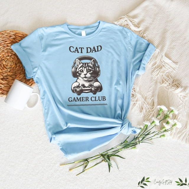T-shirt Rétro Confort Chat Papa Gamer Club, T-shirt Papa Gaming, Sweat de Jeu Vidéo Chat Papa - comme sur L'Image - L
