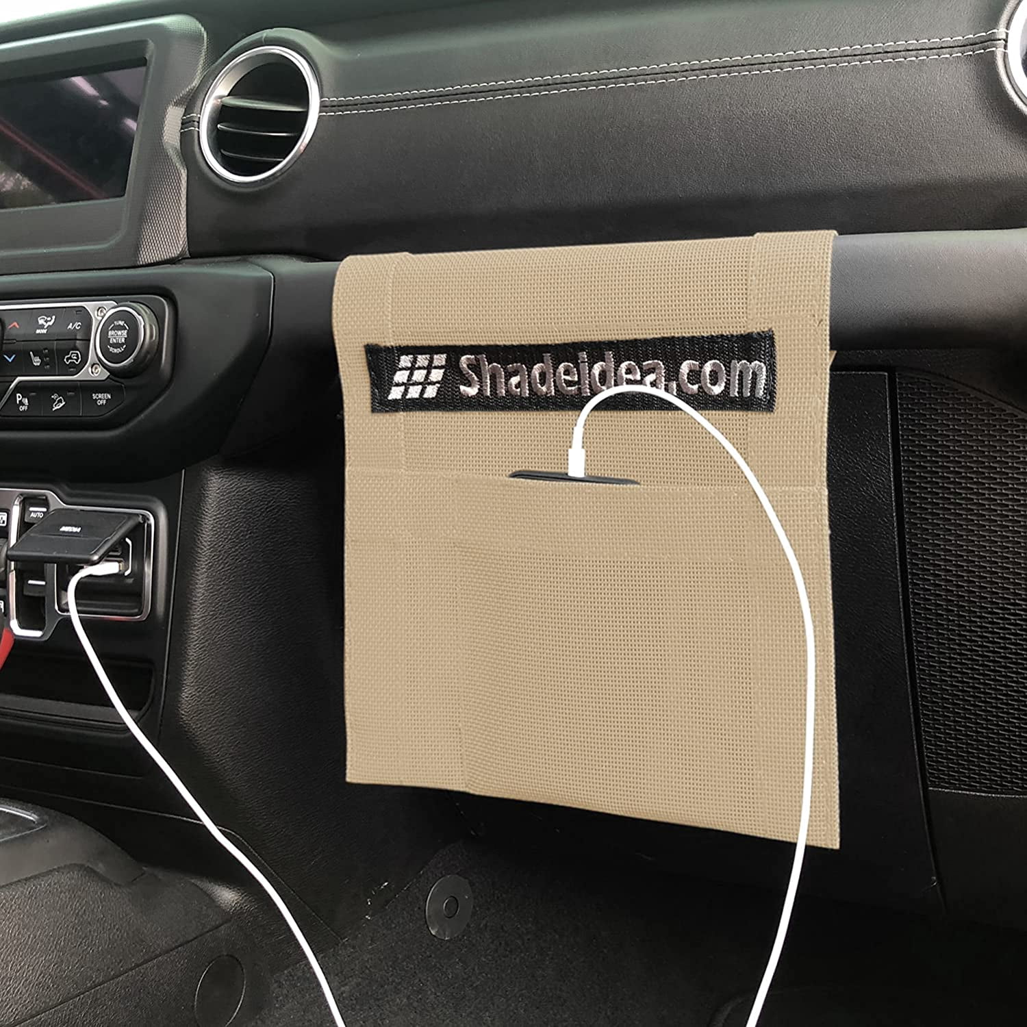 Shadeidea Jeep Wrangler Sunshade JL 2 Door (2018-Current) Sun Shade Front and Rear Trunk - Tan Mesh Screen Top Cover UV Blocker with Grab Bag - 10 Years Warranty