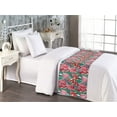 thumbnail image 2 of Tropical Bed Runner, Contemporary Style Exotic Leaves of Jungle Heliconia Orchid Protea Design, Decorative Accent Bedding Scarf for Hotels Homes & Guest Rooms, Twin, Dark Coral Green, by Ambesonne, 2 of 3
