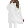 thumbnail image 3 of Babysbule Womens Fall Plus Top Sets Outfit Women's Fashion Casual Color Long Sleeve Irregular Round Neck Shirt Set, 3 of 6