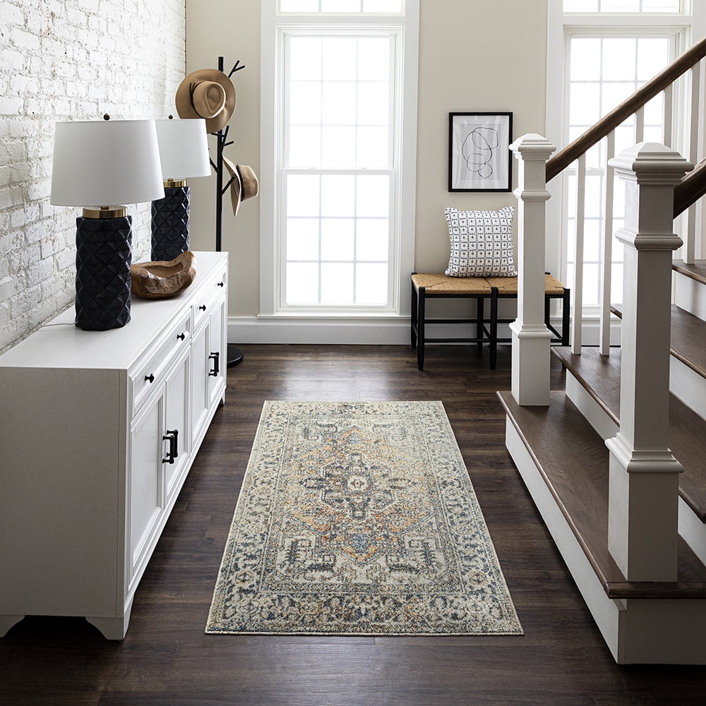 Mohawk Home Theodora Floral Indoor Polyester Area Rug, Anthracite, 3'11" x 6'