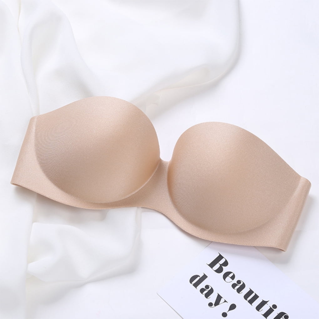 Baohd Strapless Bra Non- for slip Invisible Seamless Bra Sexy Push up  Underwear for Wedding Dress, Beige, C Skin Color A