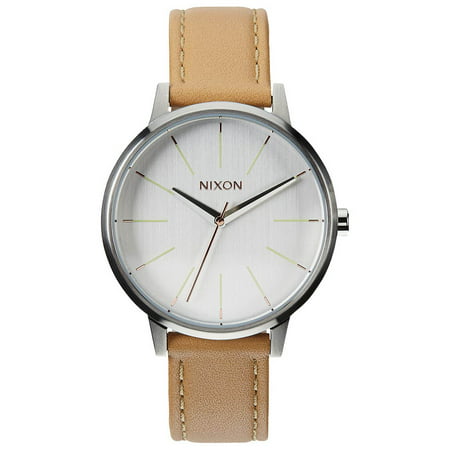 Nixon A1081603 Women's Kensington Silver Dial Beige Leather Strap Watch