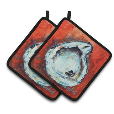 Carolines Treasures MW1321PTHD Char Broiled Oyster Pair of Pot Holders  7.5HX7.5W multicolor