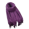 thumbnail image 4 of Splozh Women's Winter Plaid Scarf Warm Autumn and Winter Women's Solid Color Scarf Medium To Long Warm and Sweet Tassel Scarf Purple,One Size, 4 of 5