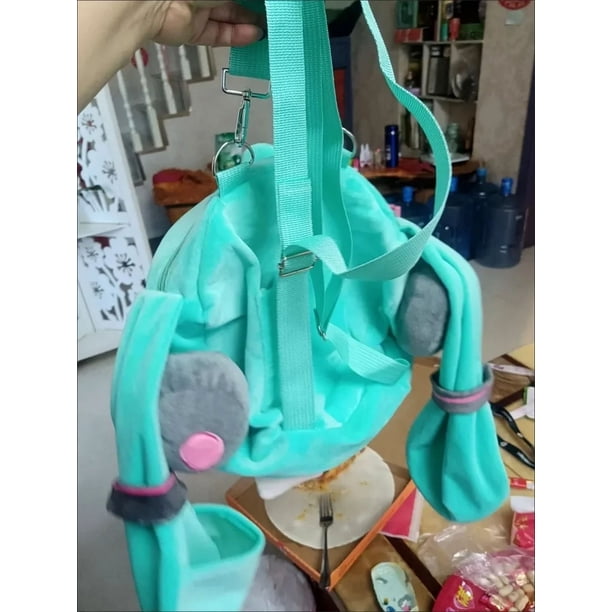 Zhongkaihua Miku - Mochila de felpa de anime, bolsa de un solo hombro, bolsa de caricatura Miku, bolsa de mercancía Miku, cosplay de boca grande, mochilas escolares, viajes al aire libre, regalos