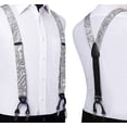 thumbnail image 4 of HISDERN Men Paisley Suspender Bow Ties Set Pocket Square Set Adjustable 6 Clips Braces Silver Gray, 4 of 7