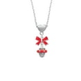 thumbnail image 2 of Delight Jewelry Silvertone Crystal Red Spinner Red Bow Heart Necklace, 2 of 4