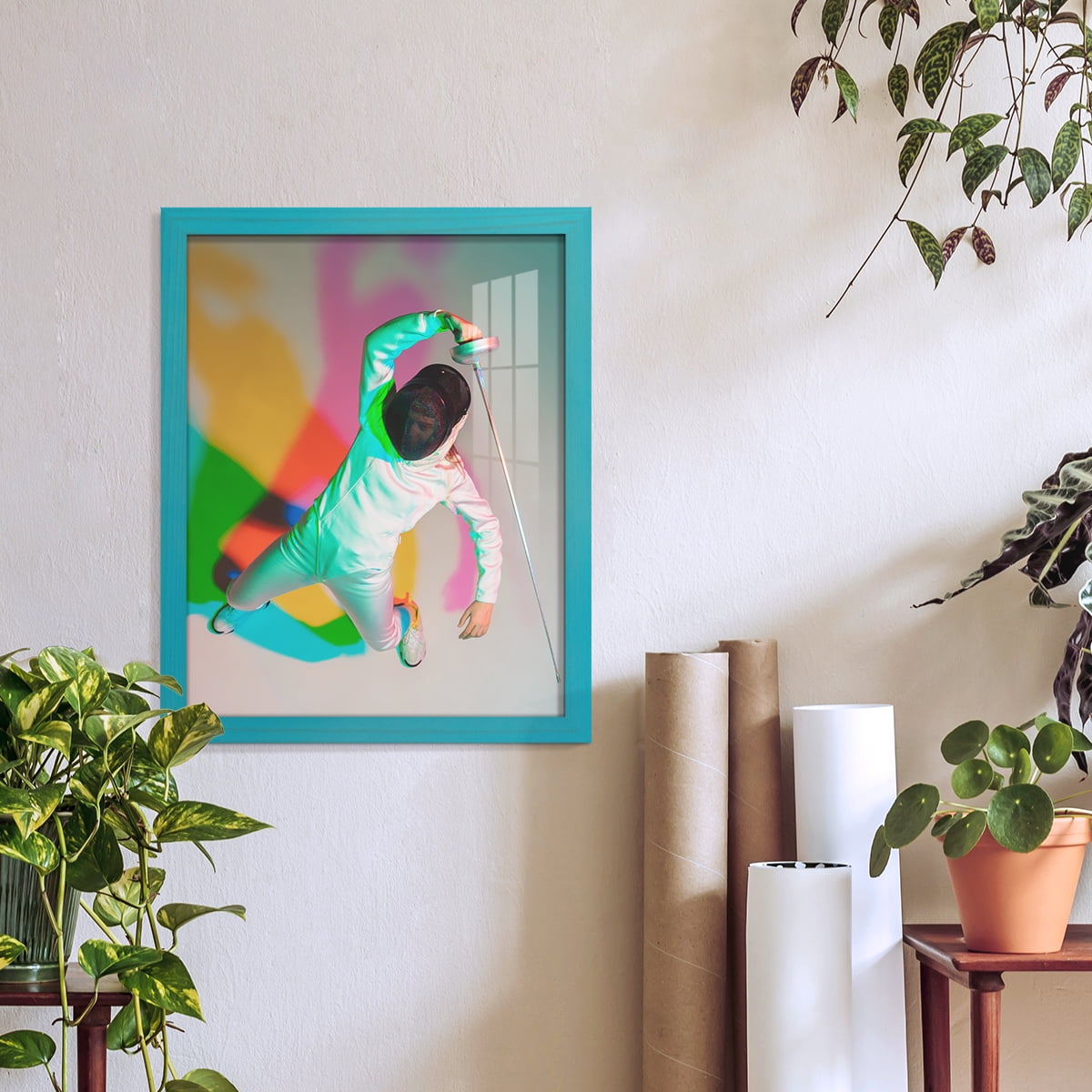 11x14 Wood Grain Picture Frame - Cyan