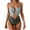 Army Green, variant on Women One Piece Swimsuits Cutout Full Coverage Bathing Suit Ring Link Ruched Monokini Beach Swimwear Purple L