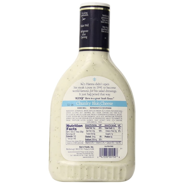 is ken's blue cheese dressing gluten free Ken's Steak House Chunky Blue Cheese Dressing, 32 Fluid Ounce