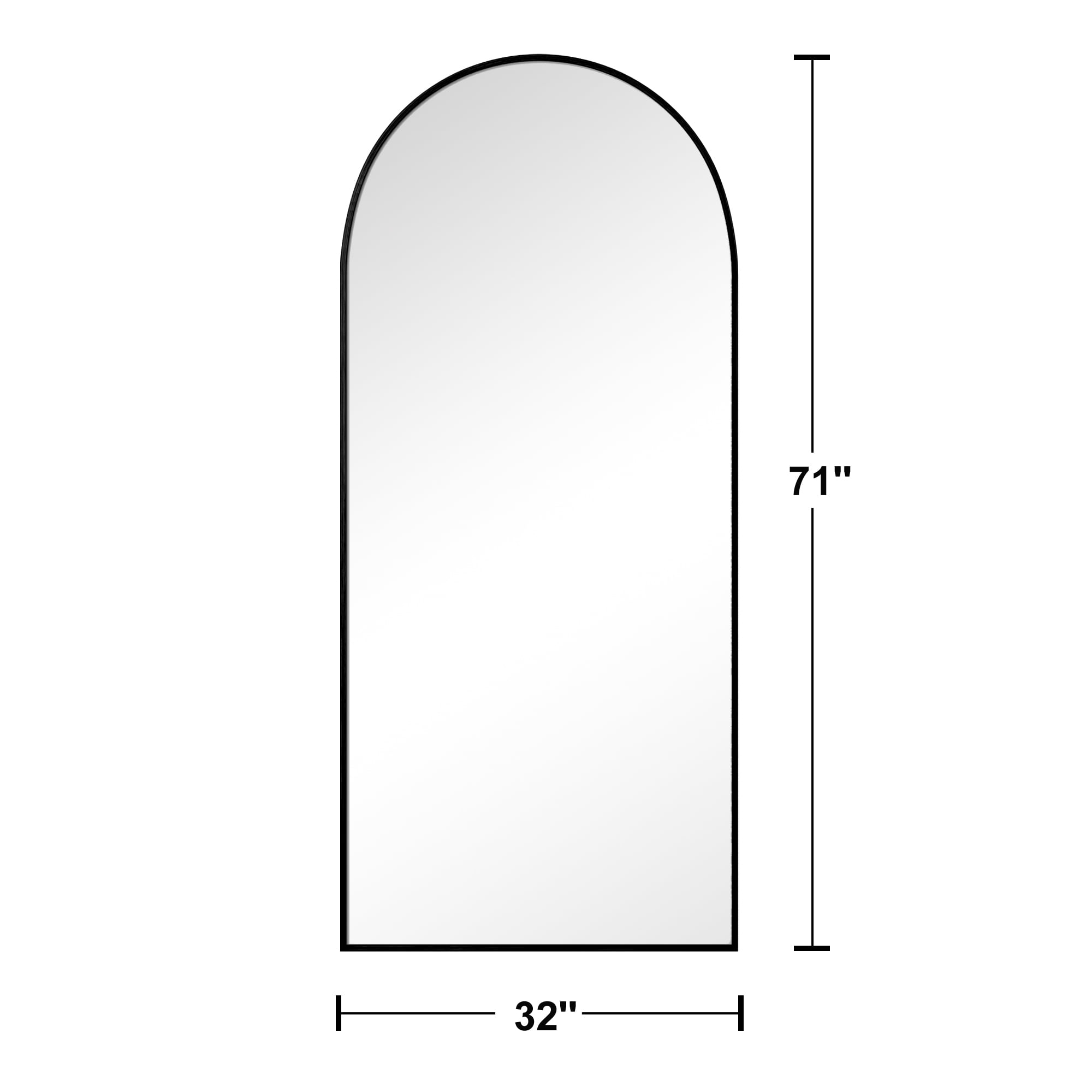 MAYEERTY 71"x32" Arch Full Length Mirror Aluminum Alloy Framed Floor Standing Mirror, Black