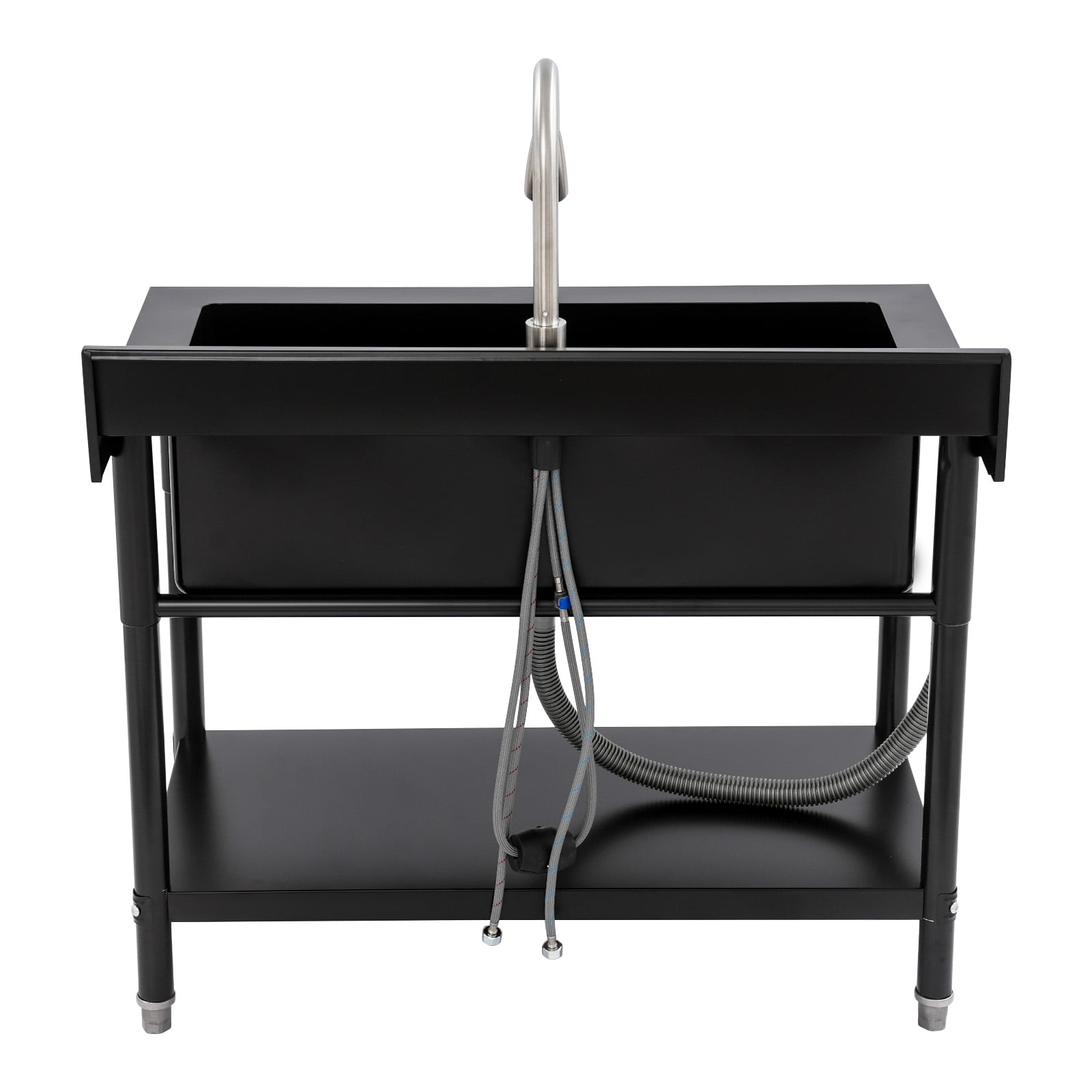Black Stainless Steel 100x60x80cm Independent Sink With Pull-Out Faucet Commercial Kitchen Large-Capacity Working Sink