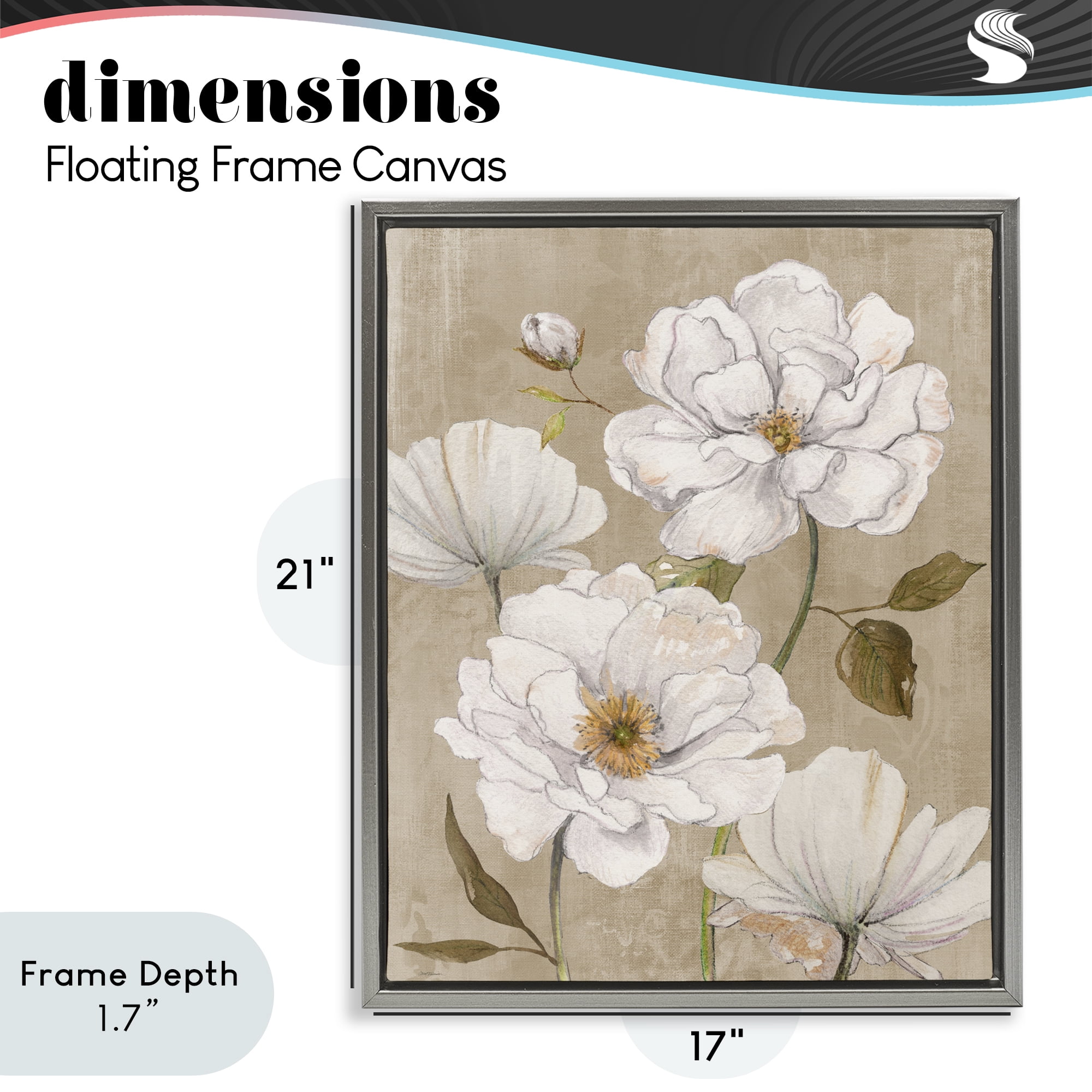 Stupell Industries Rustic Magnolia Blooms Gray Framed Floater Canvas Wall Art, design by Carol Robinson