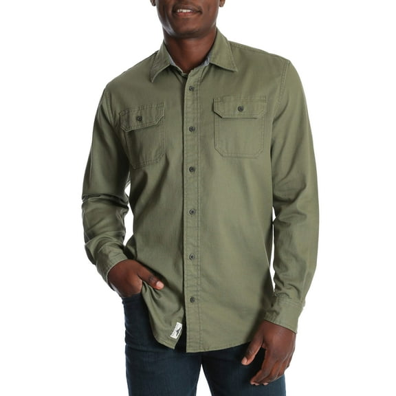 Wrangler Men's and Big & Tall Long Sleeve Stretch Twill Shirt, up to Size 3XLT