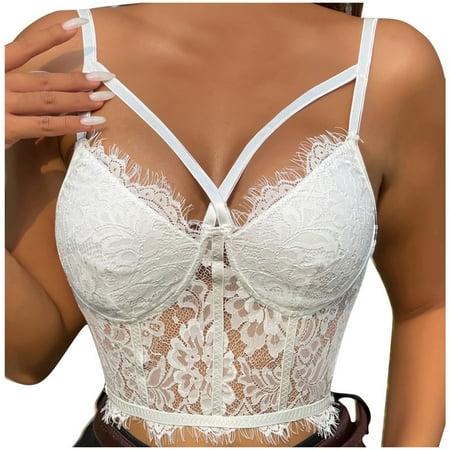 Yuhangmm Ladies Sexy Lace Slim Fit Spicy Girl Eyelash Strap Bra Sexy for Women Lingerie Set