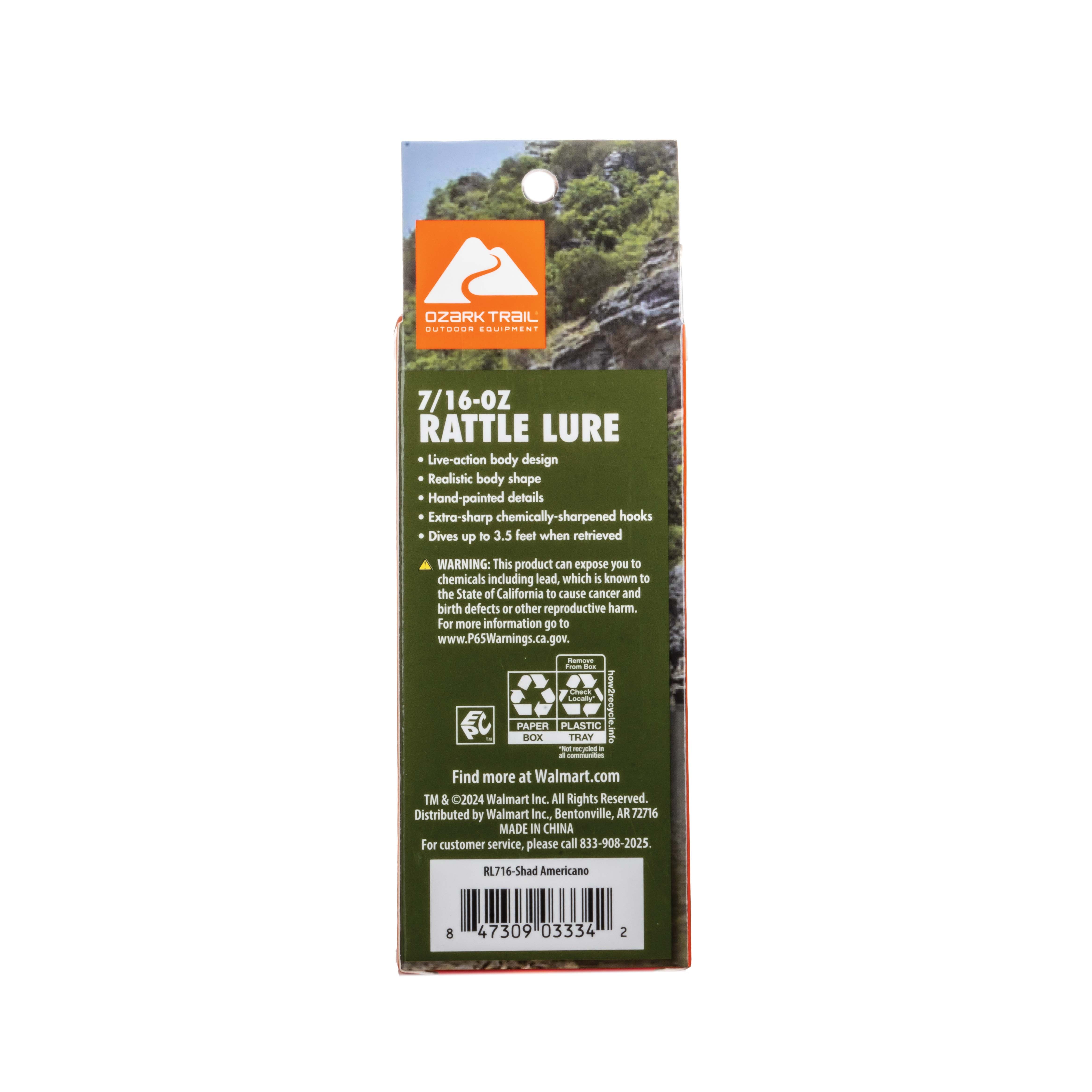 Ozark Trail Freshwater Rattle Fishing Lure, Shad Americano, 7/16 oz