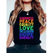Cotton Kindness Peace Equality Inclusion Diversity Human Rights T-Shirt Women's Graphic Tee Casual Tops