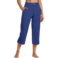 thumbnail image 2 of Yifymode Womens Pants Summer Casual High Waist Straight Leg Pants Loose Fit Lightweight Lounge Trousers with Pockets,Blue L, 2 of 6