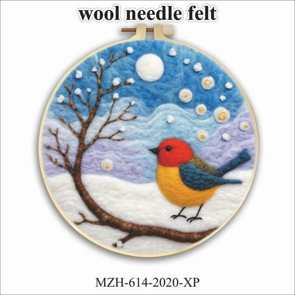 Snowman Needle Felting Kit, Beginner Felt Painting Kit with Decorative Frame, Suitable for Home Decoration, Christmas Gift