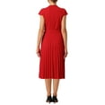 thumbnail image 3 of INSPIRE CHIC Women's Pleated Dress Mock Neck Cap Sleeve Belted A-Line Dresses L Red, 3 of 6